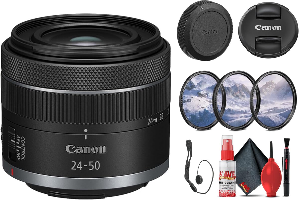 Canon RF 0.945-1.969 in f/4.5-6.3 es lente óptica STM con kit de limpieza | Para videoblogs o fotografías fijas + kit de filtro + protector de tapa (5823C002)