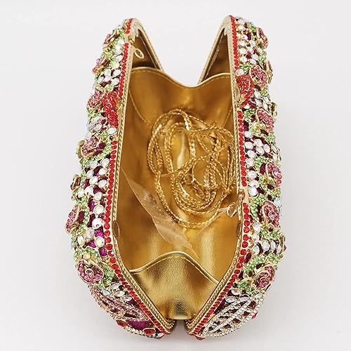 Miniatura 6 de Boutique De FGG Bolso de mano de flores para mujer, bolso de mano de cristal para mujer, bolsos de noche formales con diamantes de imitación para