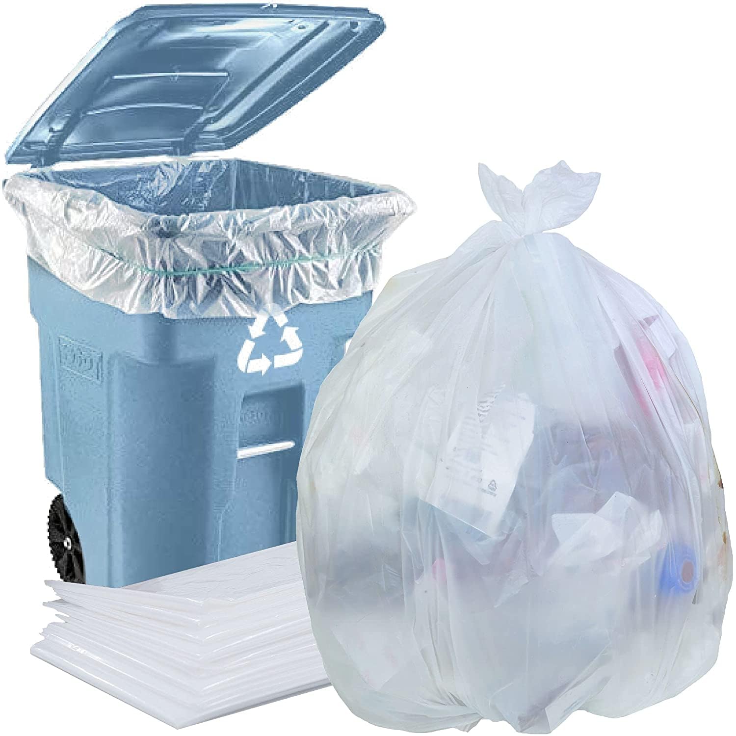 Grandi sacchi per rifiuti, 500 litri, 10 pezzi, sacchi per immondizia molto resistenti, utilizzabili come sacchi per foglie, per rifiuti da giardino e macerie edili.