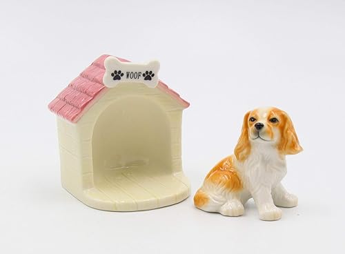 Miniatura 4 de Juego de cocker spaniel de porcelana fina con casa para perros, salero y pimentero, 3-38 pulgadas de alto