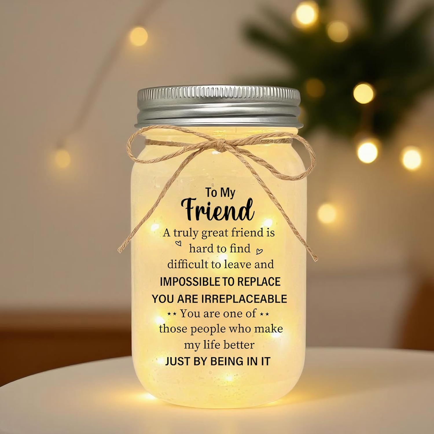 Best Friend Birthday Gifts for Women, Friendship Mason Jar Night Lights, Christmas Mother's Day Birthday Gifts for Friends Women Bestie BFF - Image 2