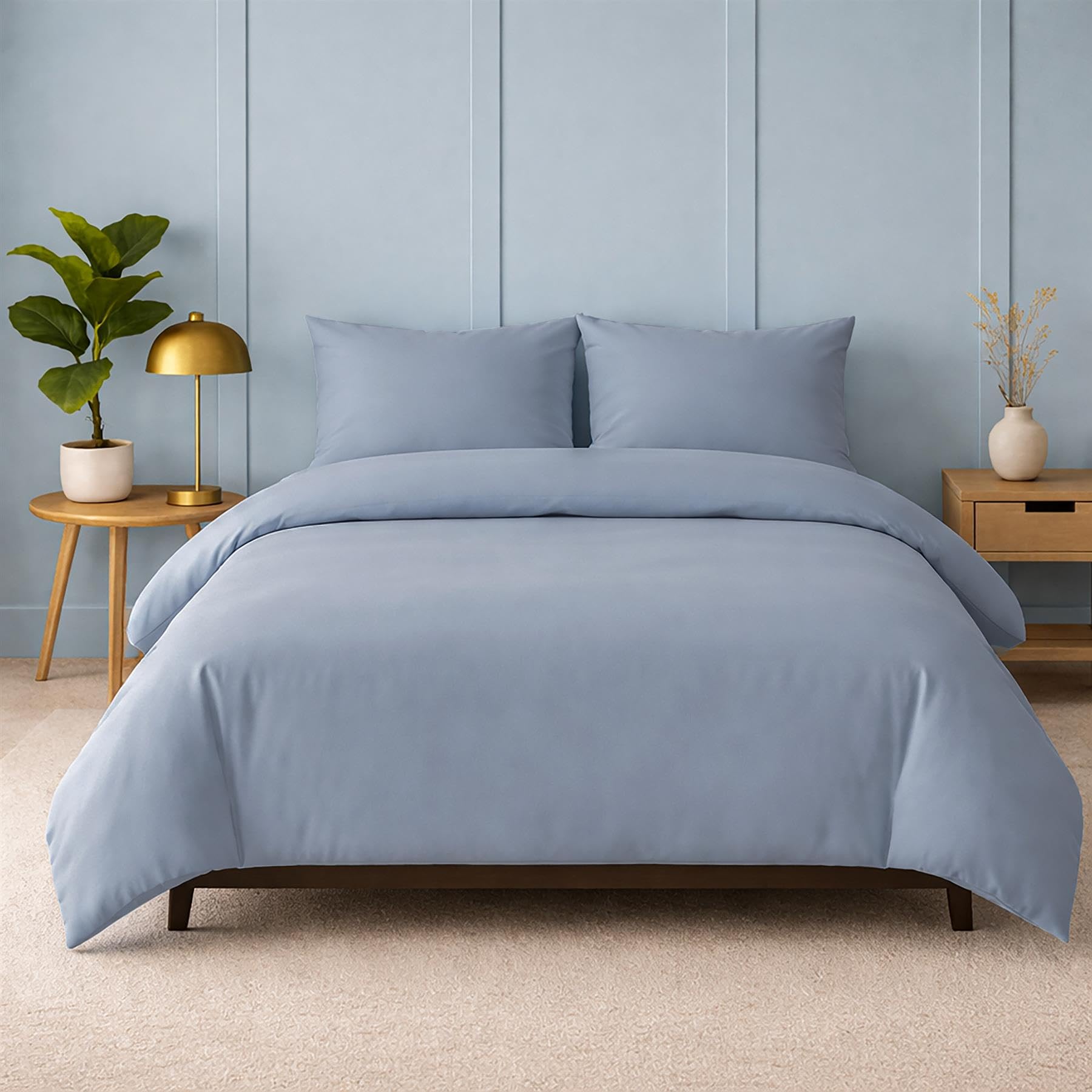 Adore Home Single Duvet Cover Set Blue Plain Dyed Microfibre Bedding Soft Easy Care All Season Includes Pillowcase