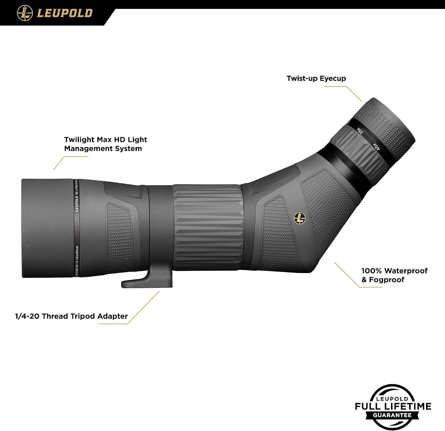 Leupold SX-4 Pro Guide HD 15-45x65mm Spotting Scope