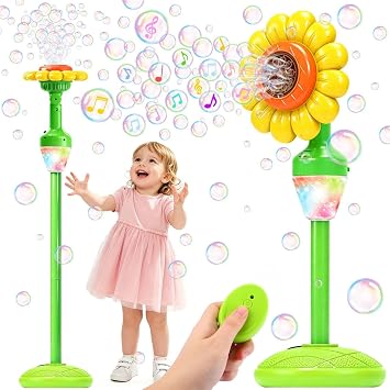 Yunaking Flower Bubble Machine Remote Control, 3 4 5 6 7 8 Year Kids Toys