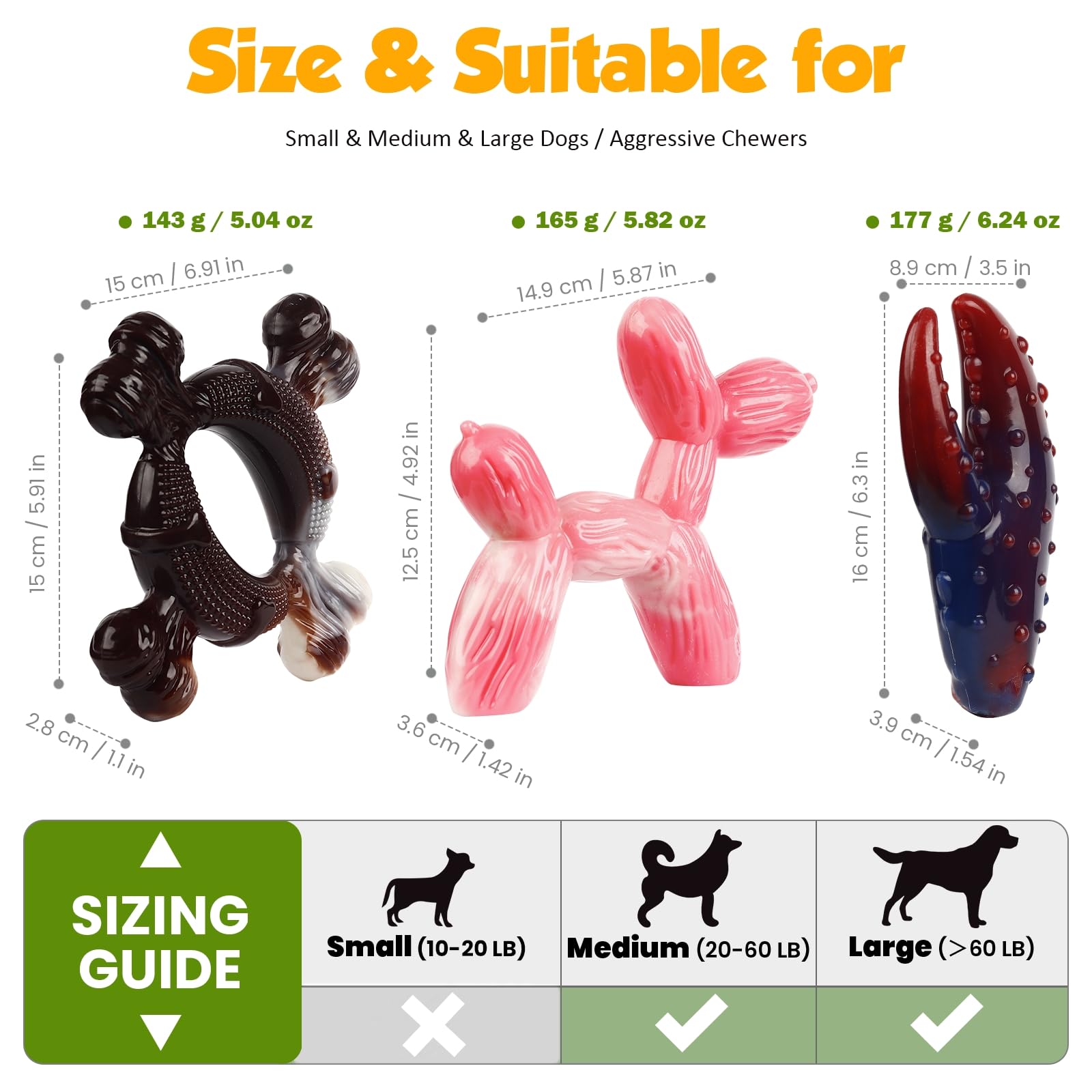Juguetes para perros, paquete de 3 juguetes indestructibles para masticadores agresivos, nailon resistente y duradero, sabor a leche de tocino real, juguetes masticables para perros de raza