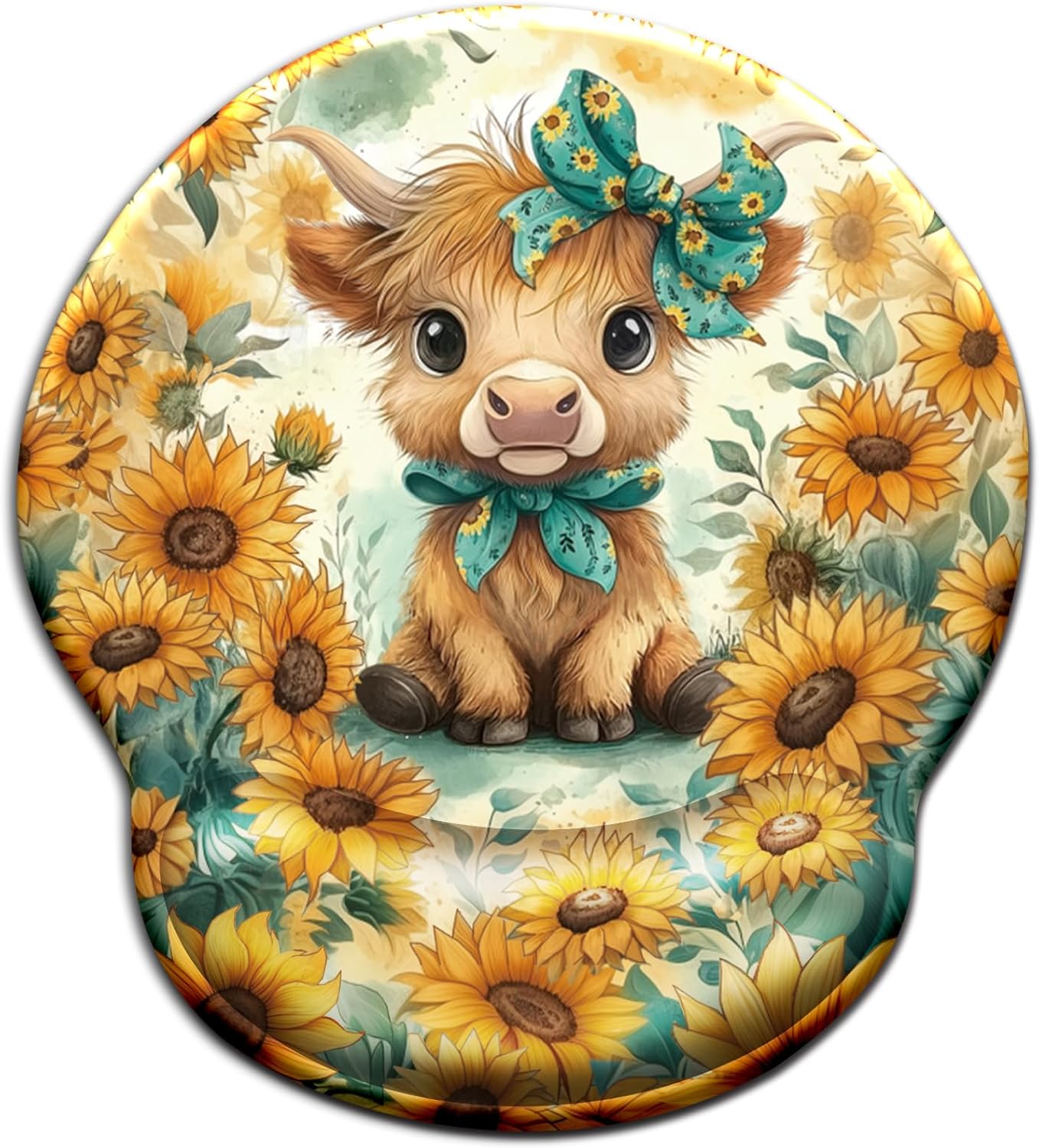 Blusabaca Highland Cow Mouse Pad with Wrist Rest Ergonomic Mousepad Cute