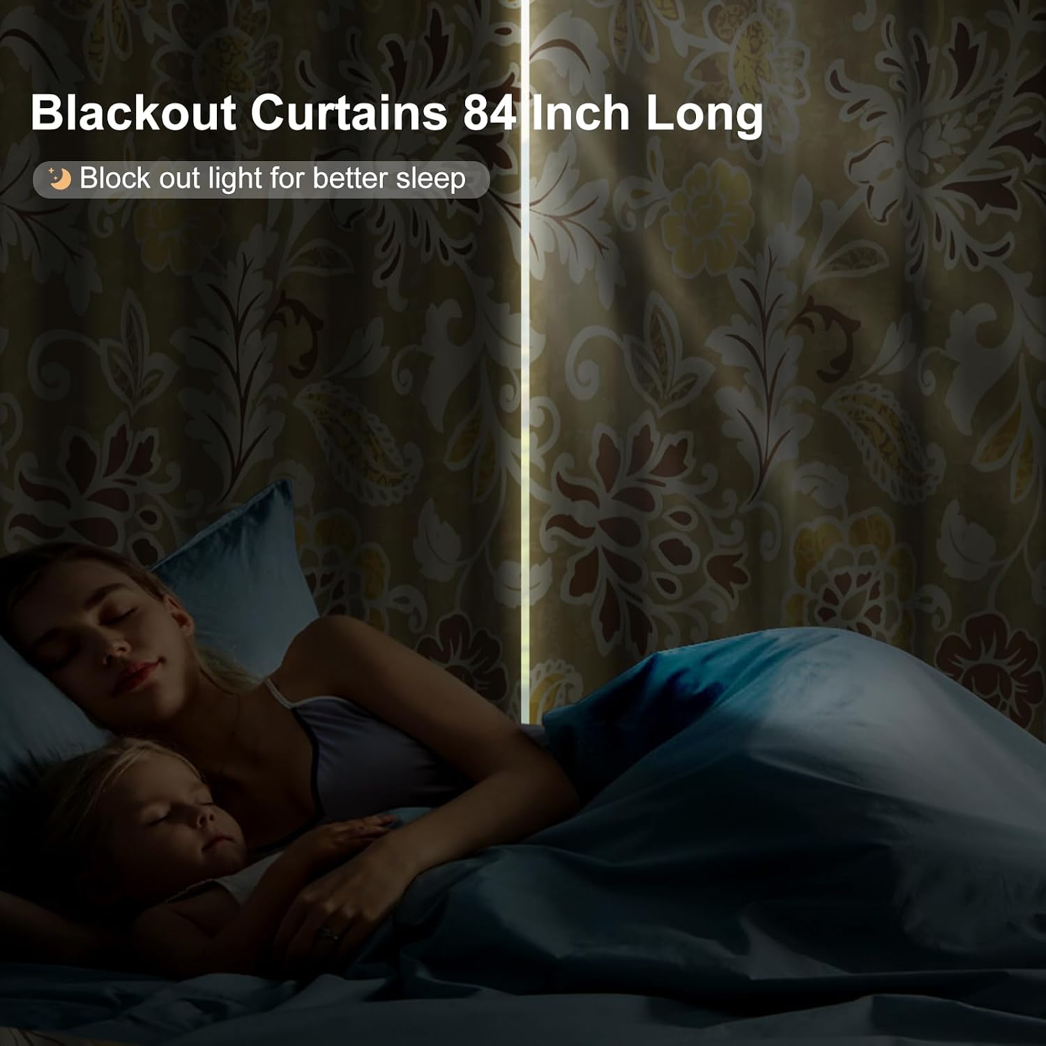 Vintage Floral Blackout Curtains for Bedroom and Living Room, Light Filtering Window Drapes 84 Inch Length 2 Panels Set, Farmhouse Soundproof Privacy Thermal Insulated Bedroom Curtains with Tiebacks