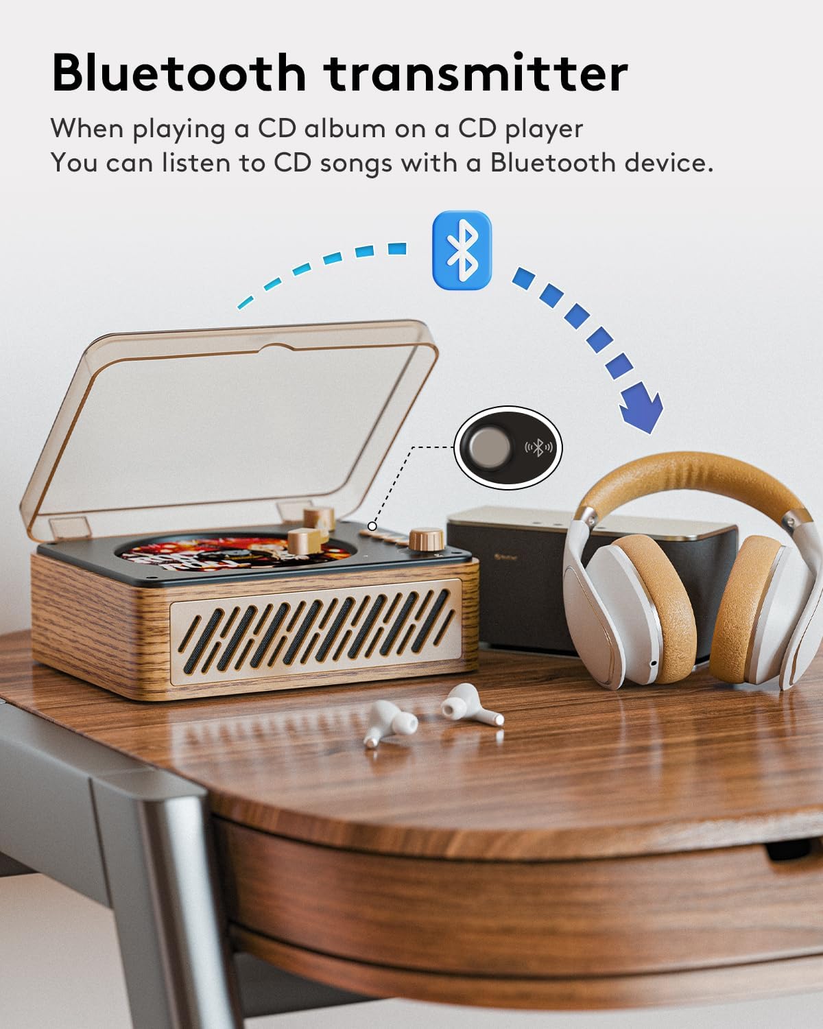 CARONSORT CD Player Music Box with Bluetooth,Nostalgic Retro with Speakers image 3
