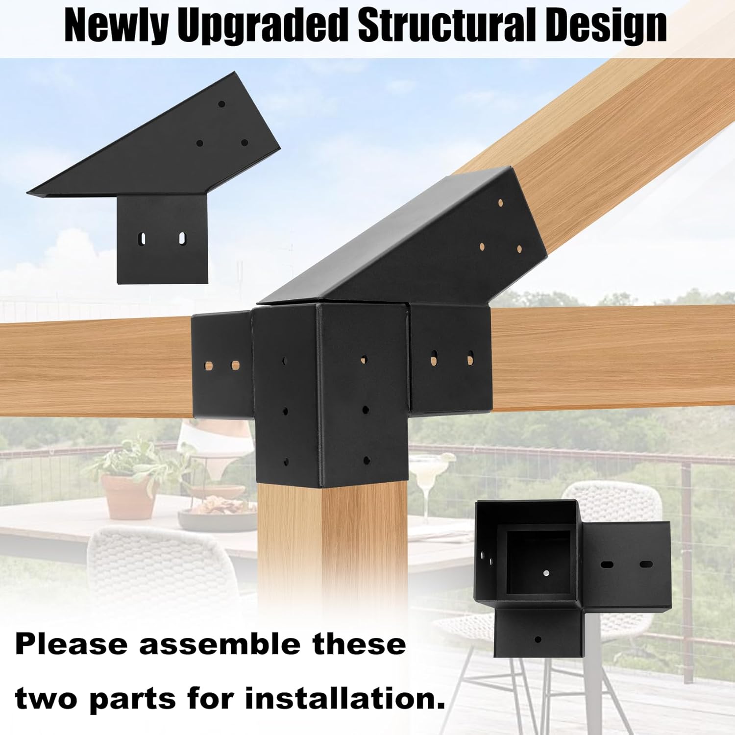 30° Slanted Pergola Whole-Set Kit for 4"x 4" Wood Pergola, Easy to Install, Weather - Resistant Bracket Kit for Carports, Gardens & More (14 Pcs)