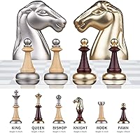 Vista 7 de AMEROUS Juego de ajedrez de madera de 16 pulgadas, tablero de gran tamaño con 2 cajones de almacenamiento integrados, 2 reinas adicionales, piezas