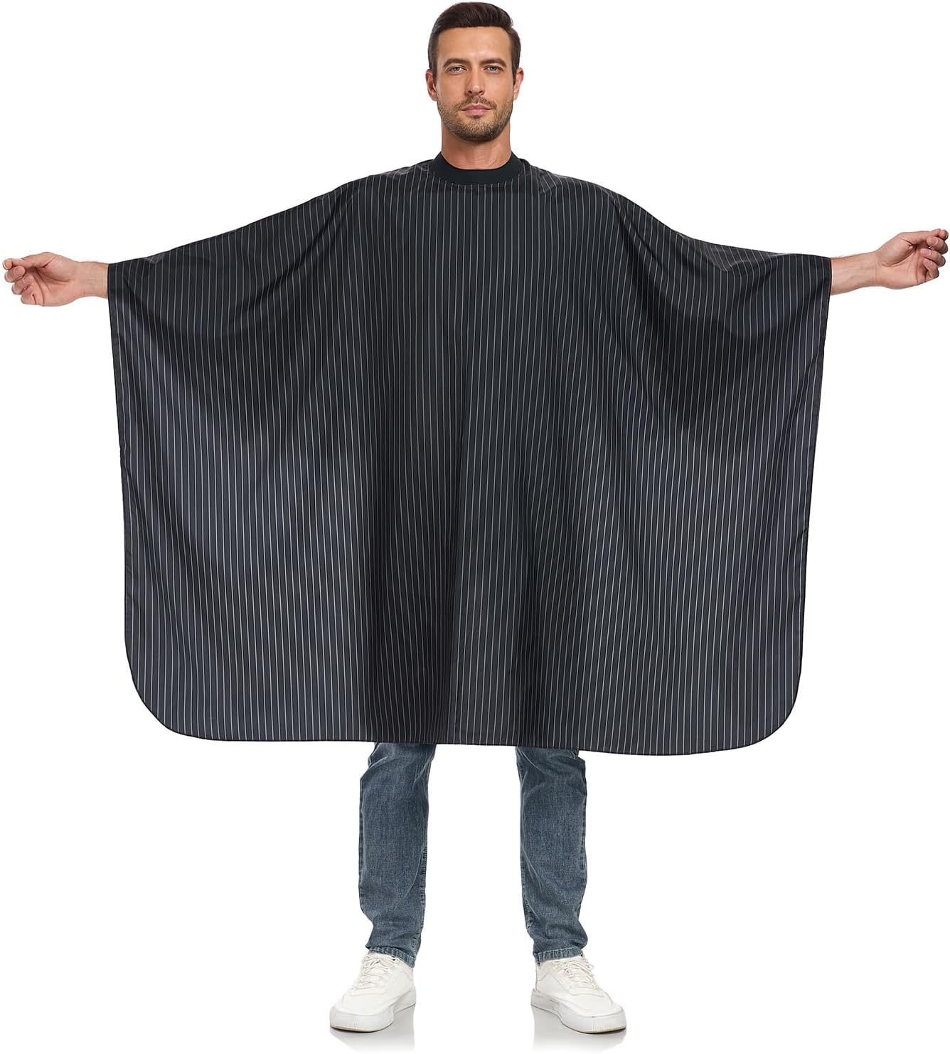 Capa de barbería con cuello de silicona suave, negra