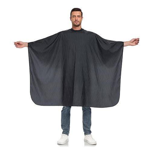 PERFEHAIR Pinstripe Barber Cape with Soft Silicon Neck Collar |