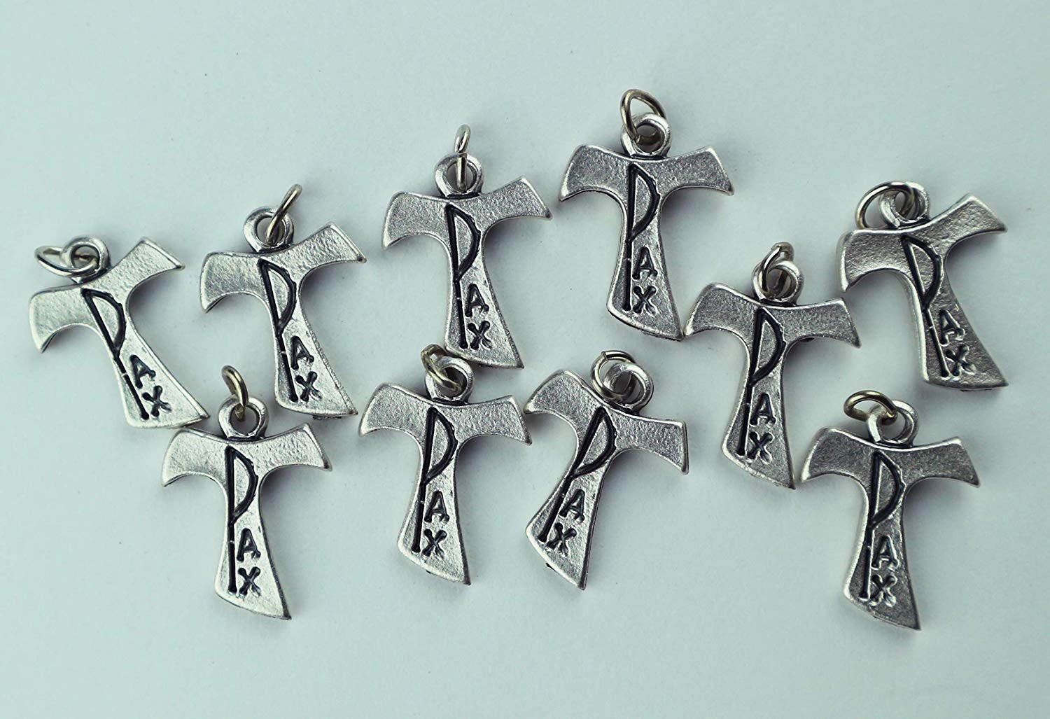 Silver Plated Pendant Tau PAX cross - Charms for DIY favors costume jewelery, bracelets and decorations - h 0,71 inch - 10 pieces - Image 4