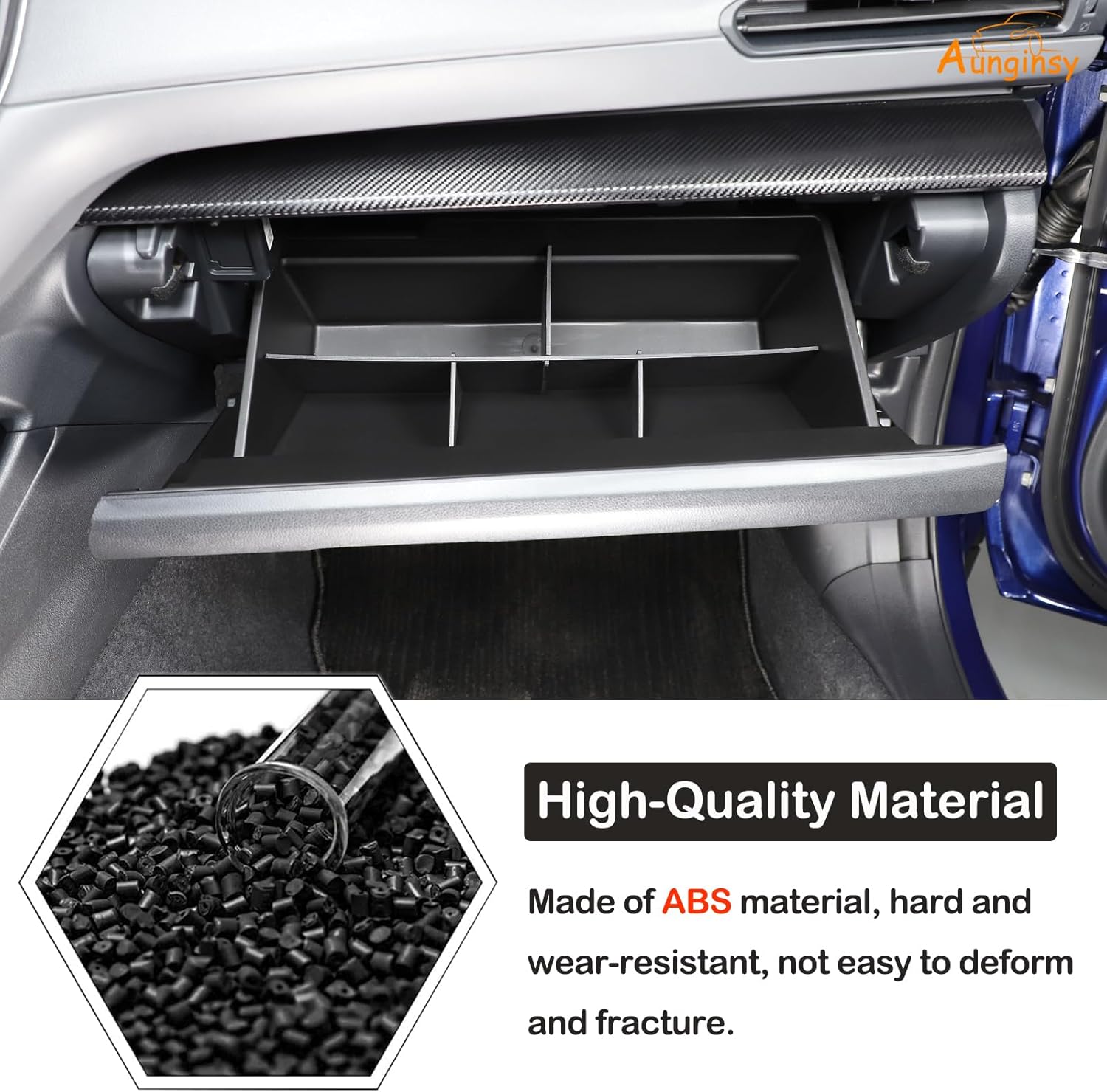 Aunginsy Car Glove Box Organizer Divider Compatible with Subaru Crosstrek 2024-2026 & Subaru WRX 2022-2026, Center Console Glove Box Divider Insert Compartment Organizer Tray Partition ABS Accessories