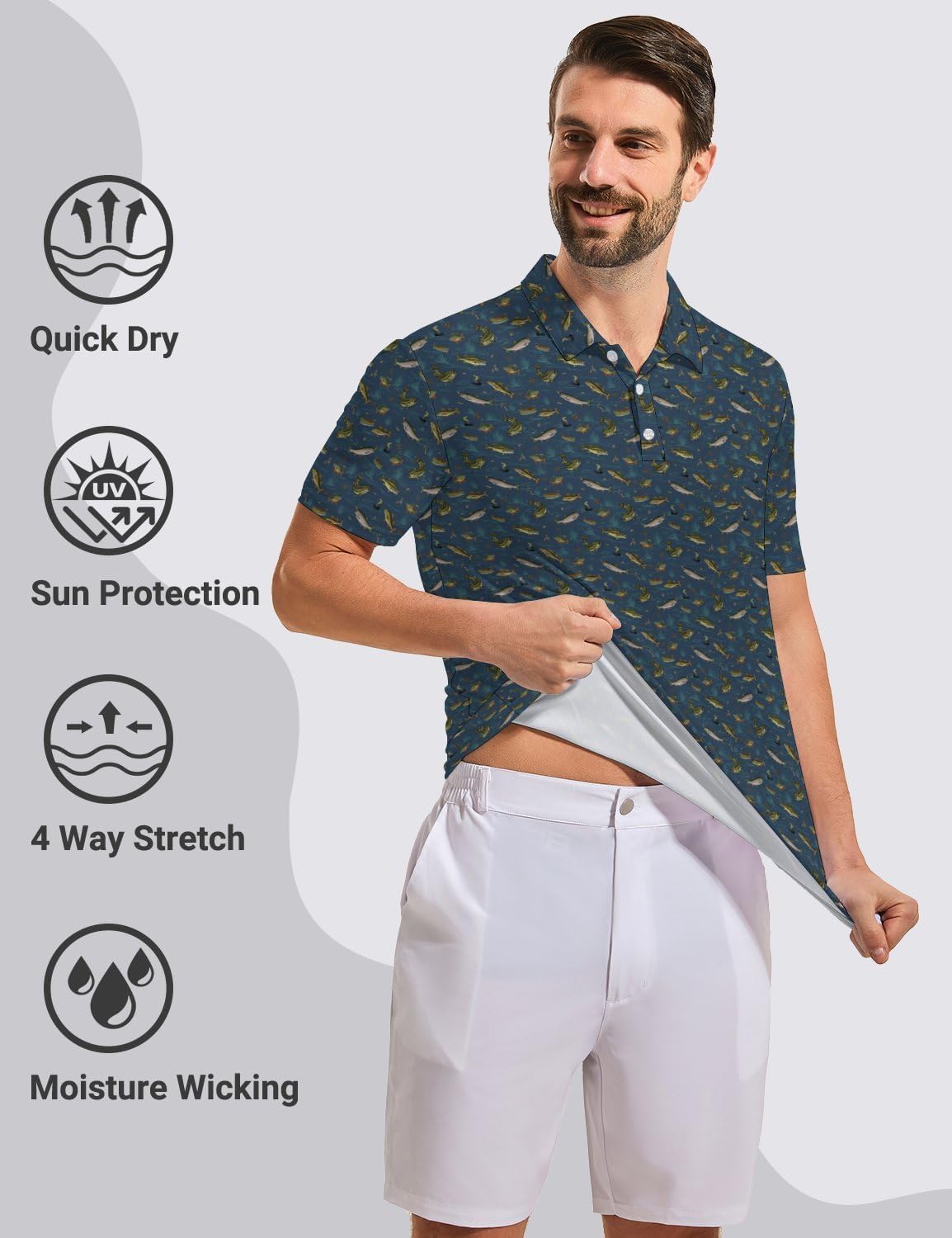 Golf Shirts for Men Moisture Wicking Golf Polo Shirts Quick Dry Short Sleeve Polo Shirts for Men