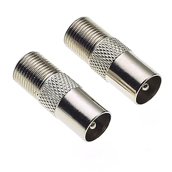 Keple TV Coaxial Plug To F Type Socket Adaptor (Pack of 2)