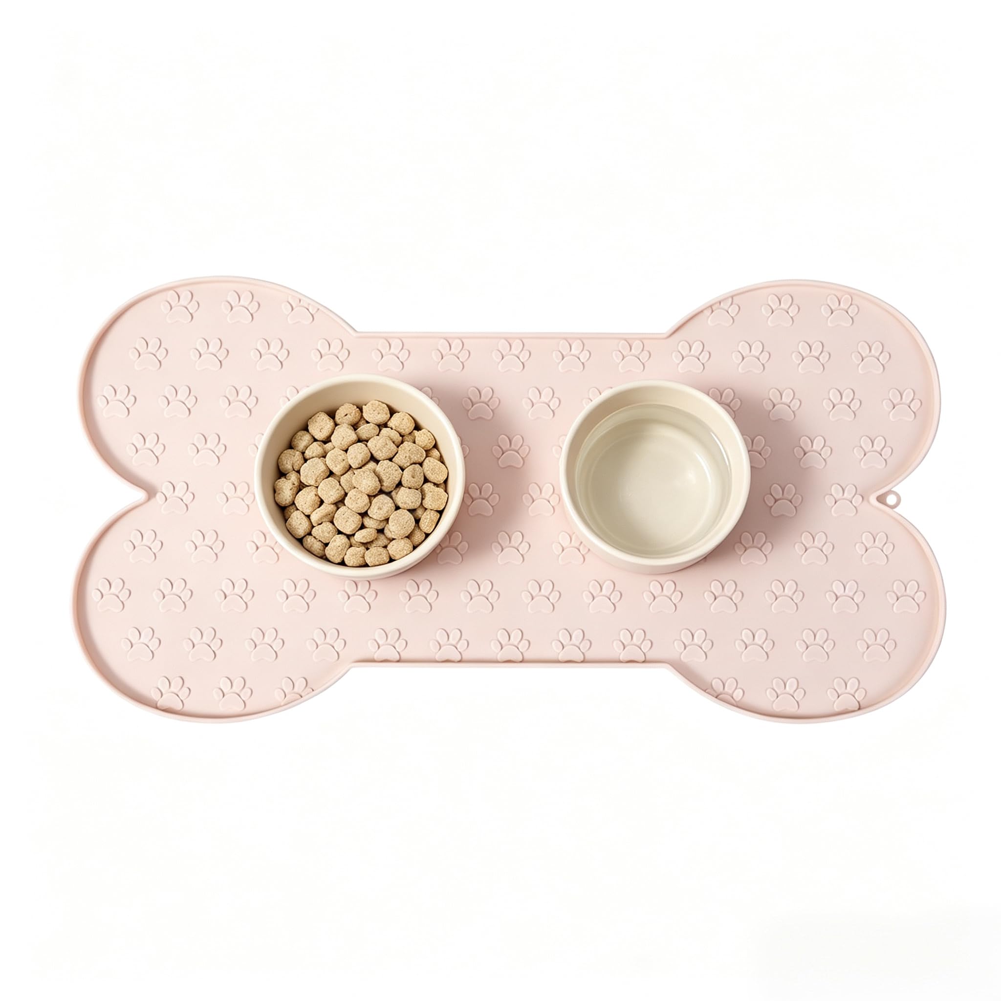 Pet Feeding Mat, Silicone, Waterproof, Anti-Slip, Raised Edge, Dishwasher Safe, 50x25.7cm, for Dog and Cat Food and Water Bowl (Cream, 50x25.7CM)
