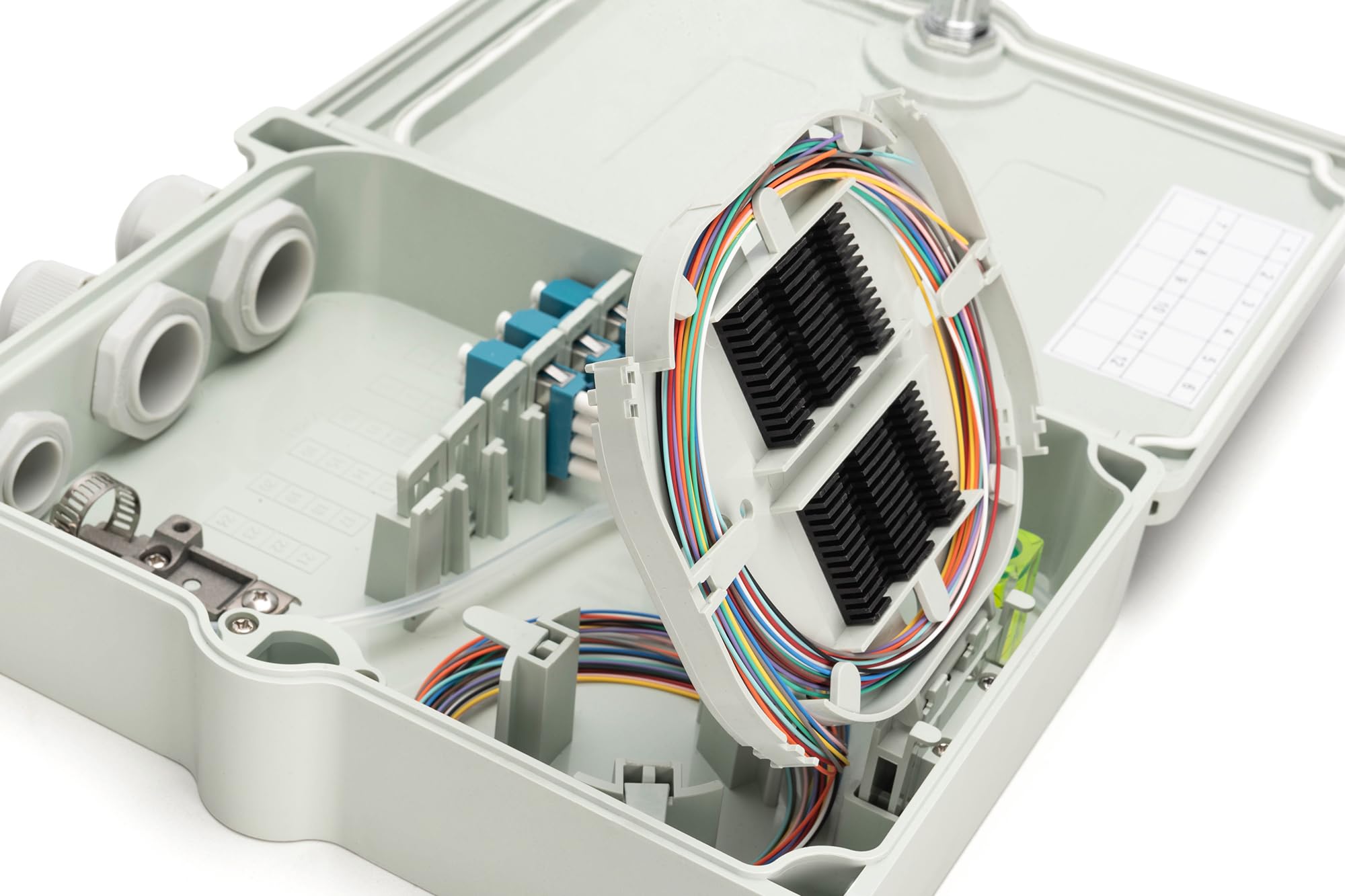 DIGITUS Caja de conexión de fibra óptica – OS2 – 3 conectores LC/PC | Premontado – 12 fibras – FTTH/FTTB – para interior y exterior – IP65 – Gris