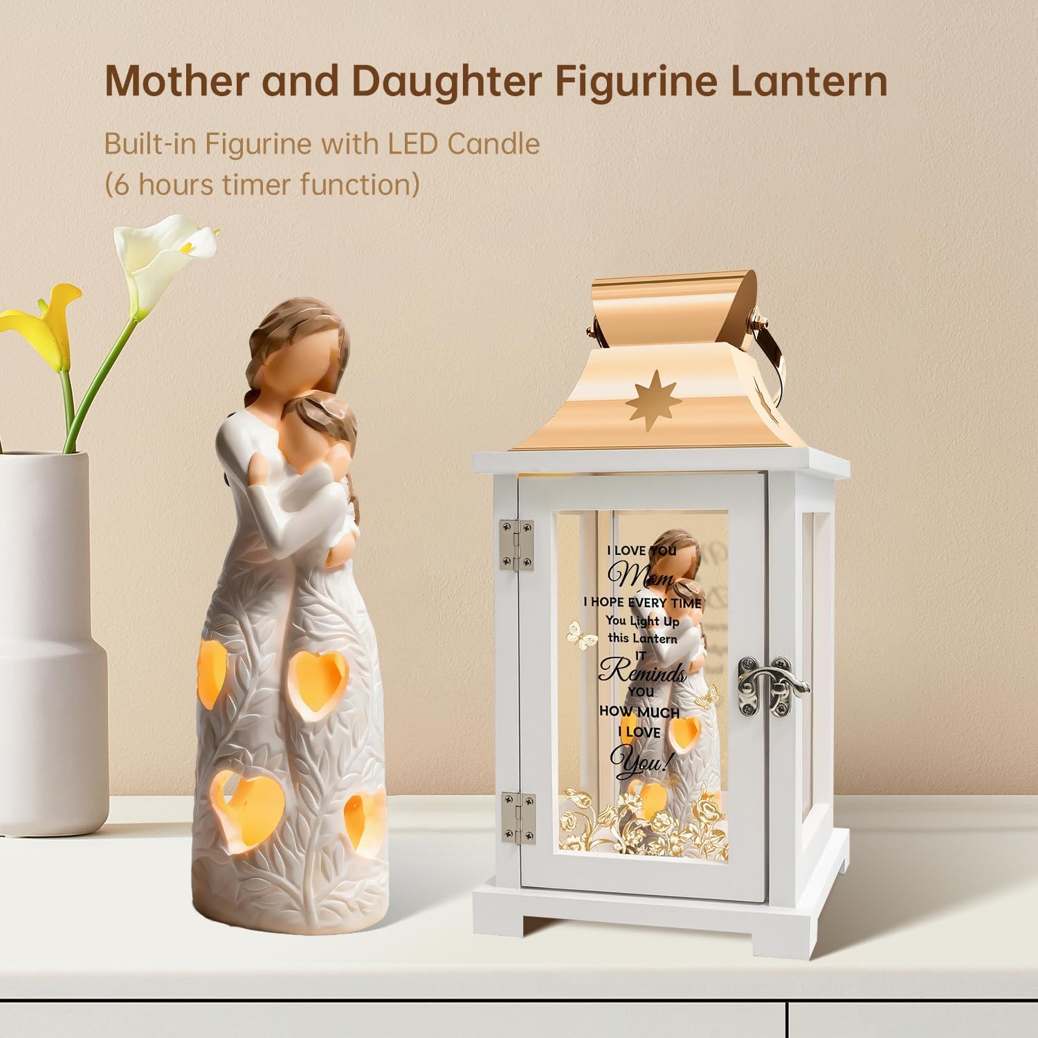 Gifts for Mom from Daughter - Unique Mother's Day Birthday Gifts for Mom from Daughter- Mother Daughter Gift Lantern Christmas