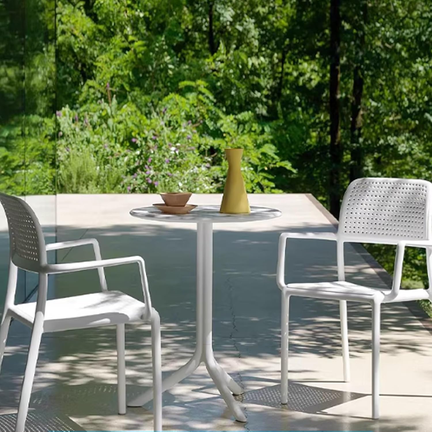 Outdoor Balcony - One Table and Two Chairs Garden Courtyard Terrace Small Round and(G)