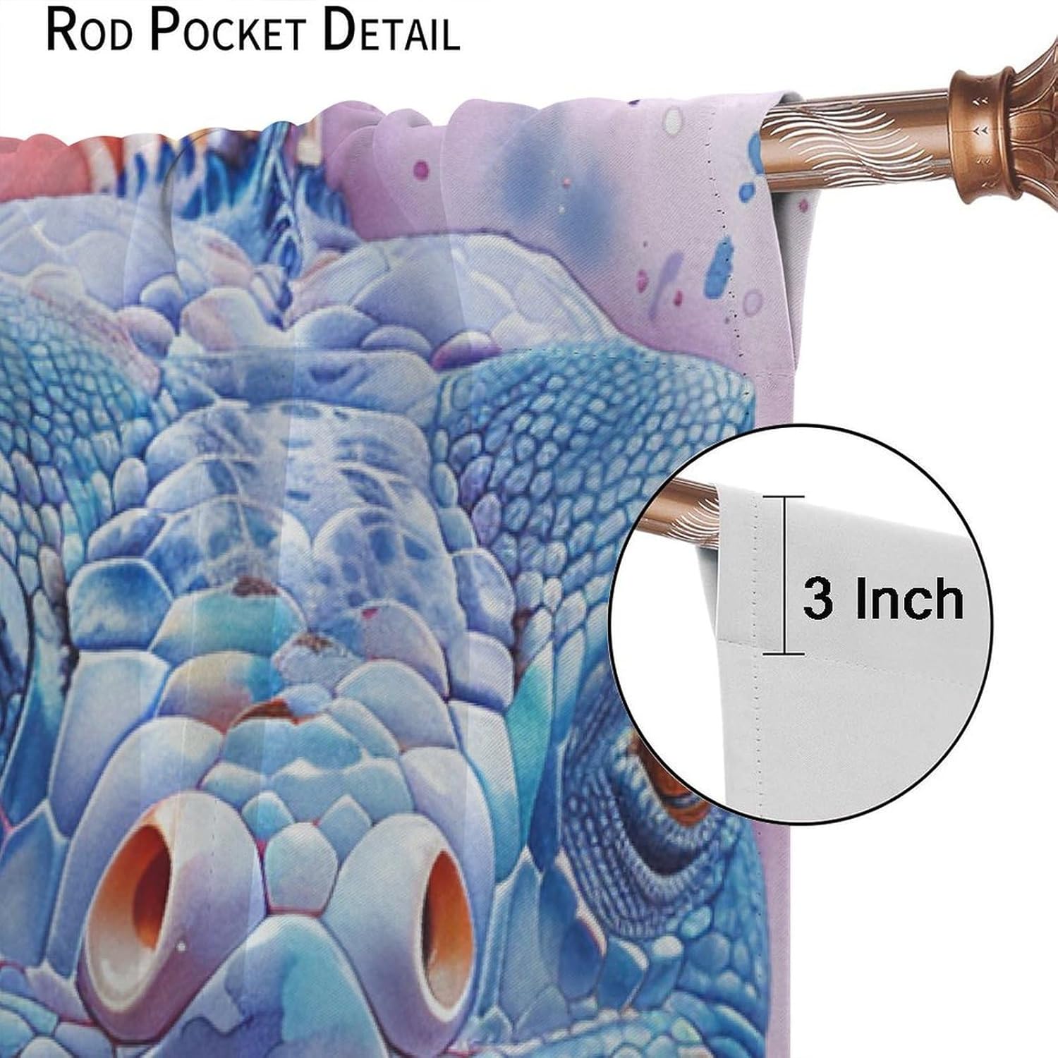 Funny Lizard Animal Blackout Curtains for Bedroom Living Room, Rod Pocket Tropical Wildlife Reptile Curtains Thermal Insulated Window Drapes 2 Panels, Each 21W x 54L
