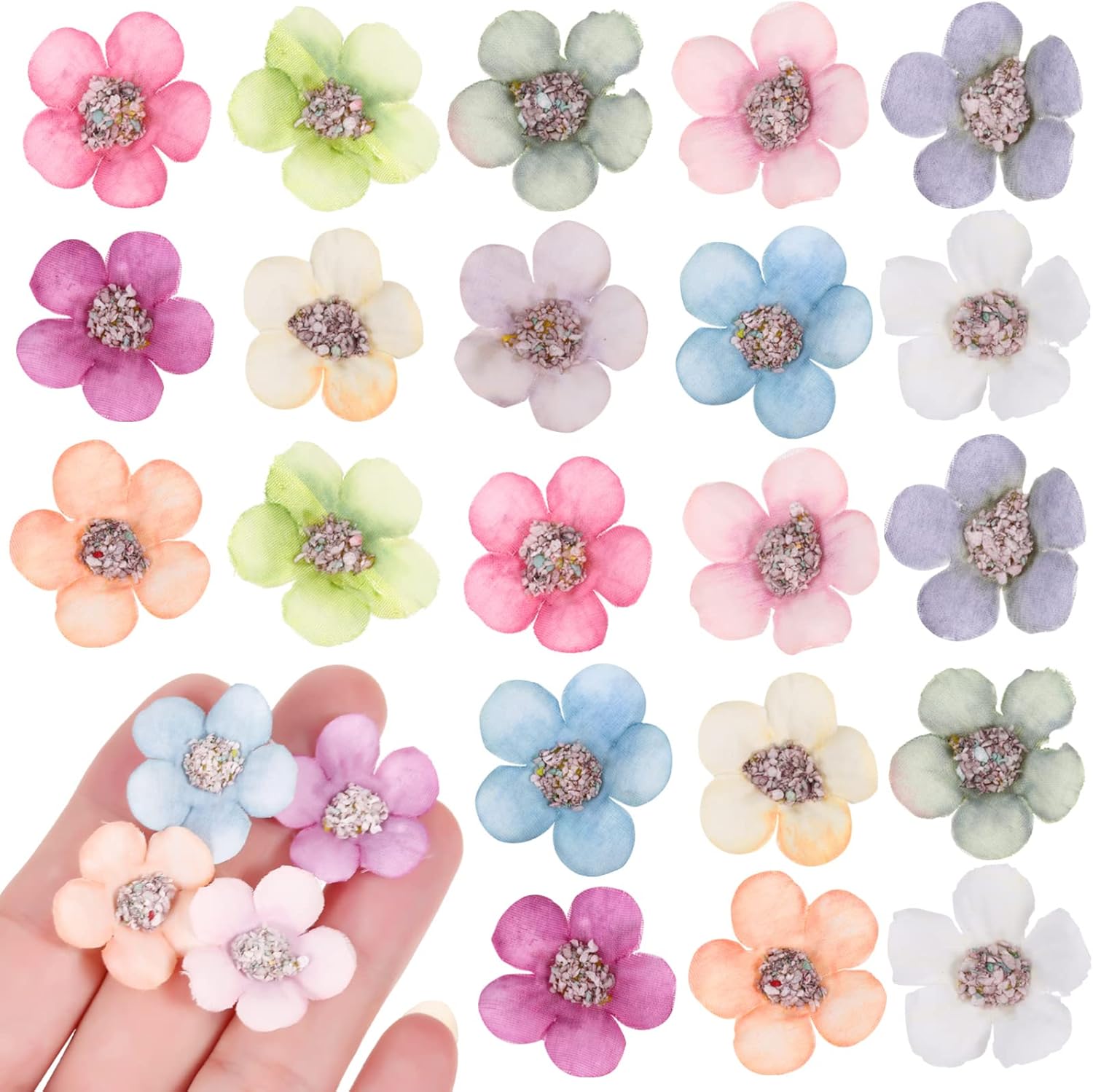 IMIKEYA 50pcs Fabric Daisy Flower Heads Small Artificial