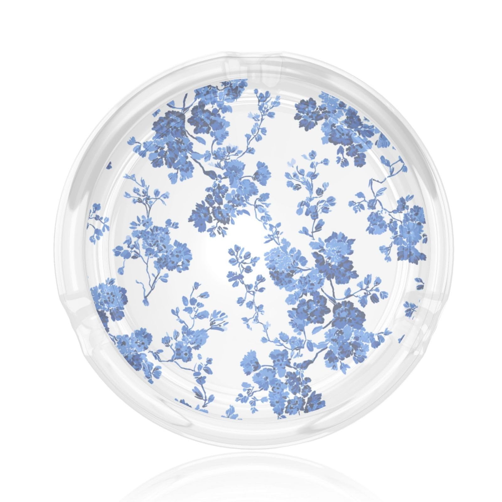 Tile Pattern Dense Blue Floral Clusters Glass Ashtray For Cigarettes Ash Trays Case For Home Office Decor