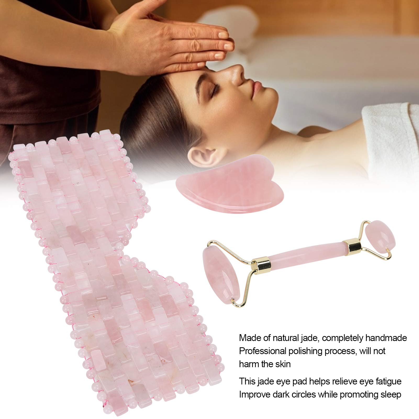 Rullo di giada, kit viso e giada Gua Sha Set di tavolette raschianti per massaggio viso al quarzo rosa per donne e ragazze anti-età, migliorare le occhiaie