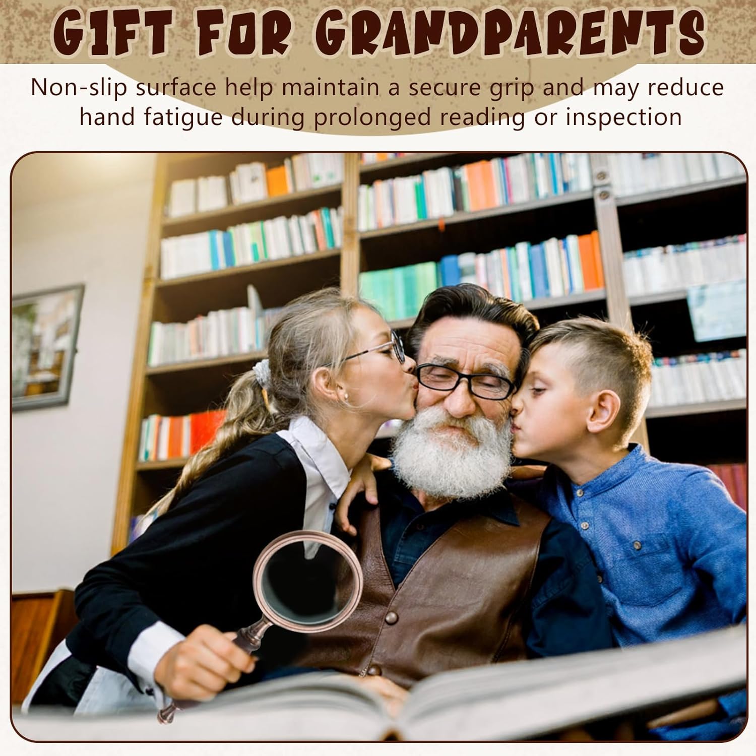 Yunsailing 2 Pack 10x Handheld Magnifying Glass, Vintage Brass Reading Magnifier with Wooden Handle for Seniors, Coin Stamp Jewelry Inspection