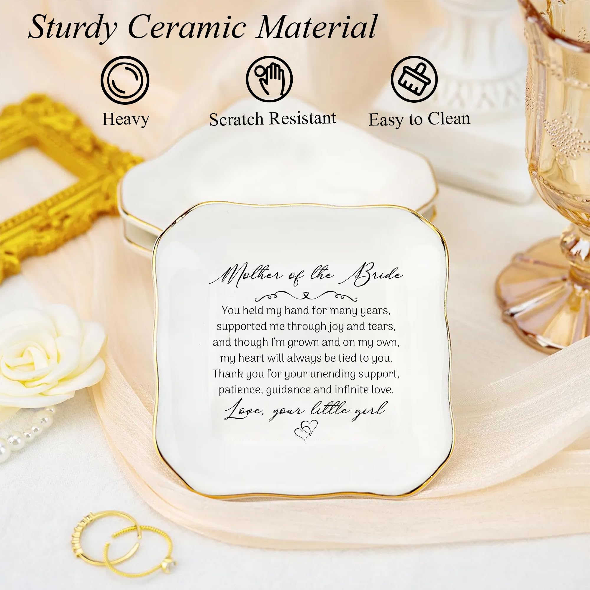 Mother of the Bride Jewelry Dish – Sentimental Wedding Gift from Daughter, Mom of the Bridal Gifts, Elegant Gift for Mother of Bride on Wedding Day