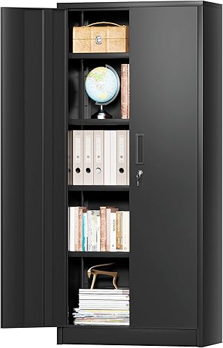 JUMMICO Armarios STELL para almacenamiento de metal, 18 x 36, negro