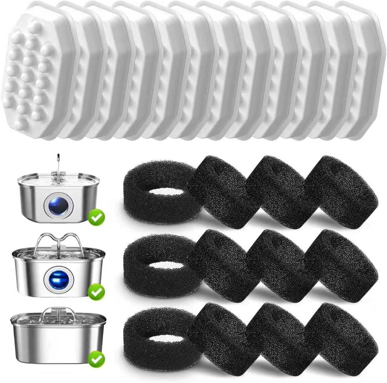 12 Filtros de Repuesto para Fuente de Agua Automática 3.2L/108oz para Gatos