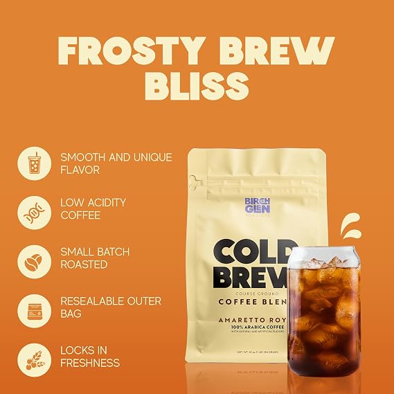 Buzzed High Caffeine Cold Brew Coffee Coarse Grounds - Bold & Strong Coffee - 1 Lb Resealable Bag - Birch Glen Roasters
