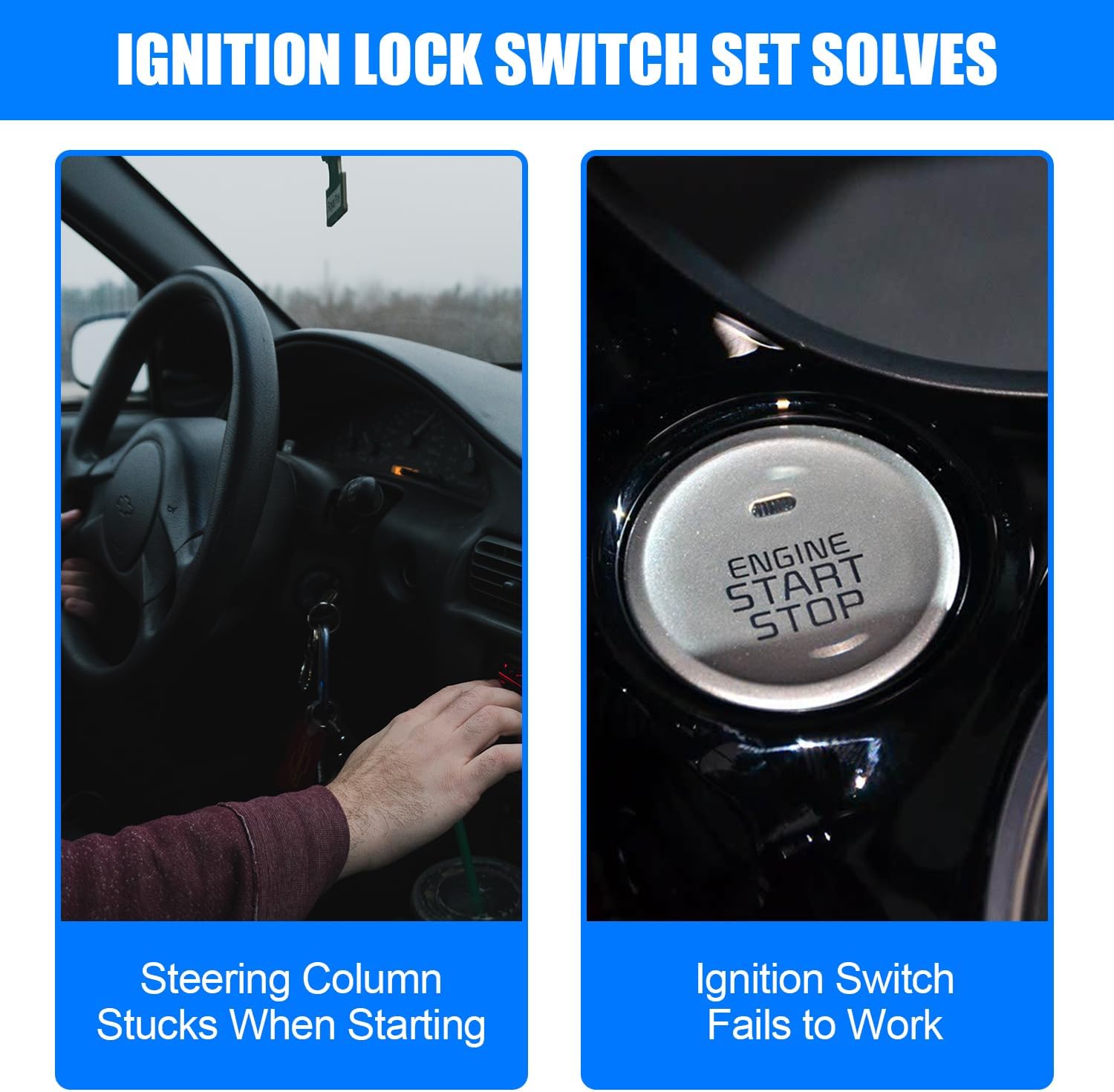 81910-B2100 Ignition Switch Assembly with 2 Keys Compatible with Kia Soul Base 2014-2019 | Soul EV 2015-2019 Complete Ignition Switch Lock Cylinder Assembly Replaces 81905-B2000 8145034190