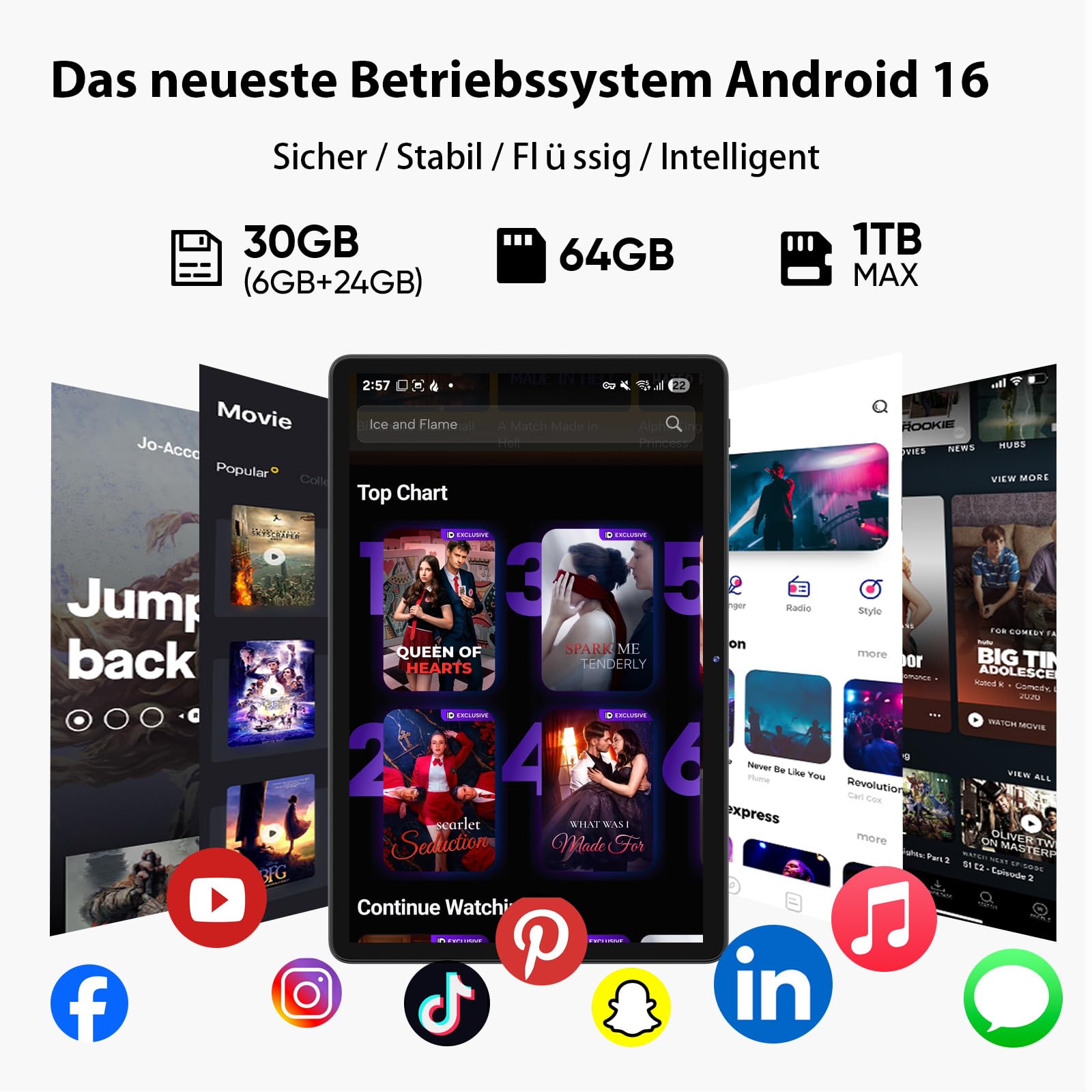 TUOHAITIME Android 16 Tablet 10 Zoll,24GB RAM+64GB ROM 1TB erweiterbar Tablet,Bildschirmauflösung 1280p,Unisoc T606 Octa-Core Prozessor,WiFi 6/Dual-Kamera/Face ID/GPS/6000mAh Akku (Schwarz)