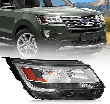 Headlight Assembly For 2016-2018 Ford Explorer Replacement Chrome Housing Headlamp W/LED DRL Passenger SideRight