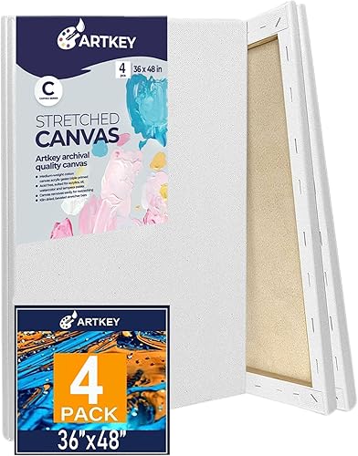 Miniatura 13 de Lienzos estirados para pintar de 24 x 36 pulgadas, paquete de 2, 12.3 onzas, triple imprimado sin ácidos, 100% algodón, lienzos grandes para pintura
