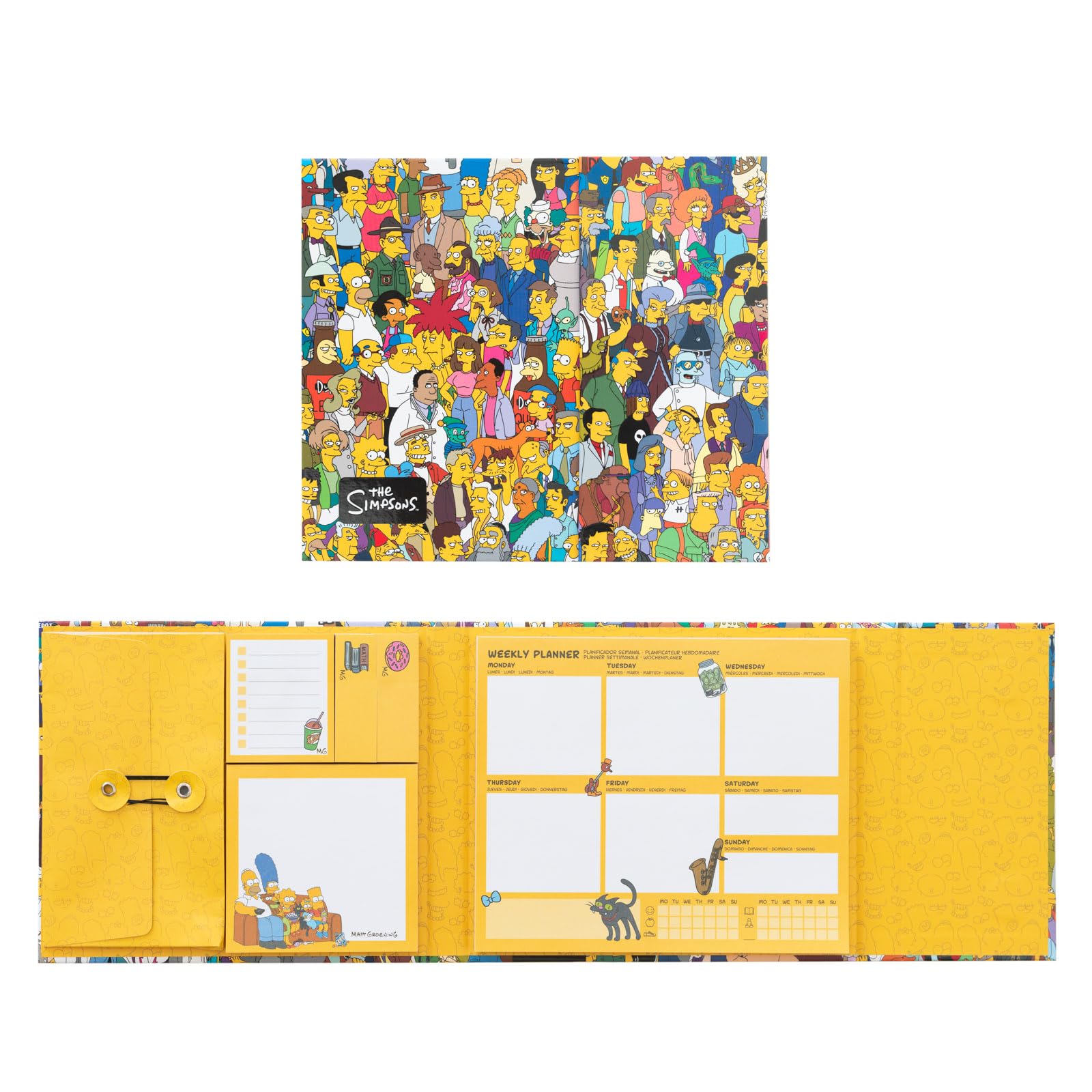Grupo Erik Weekly Planner & Sticky Notes Set - The Simpsons Gifts | 5 Notepads in Different Sizes & Envelope | Cute Sticky Notes, Cute Stationery Gifts under 15 Pounds