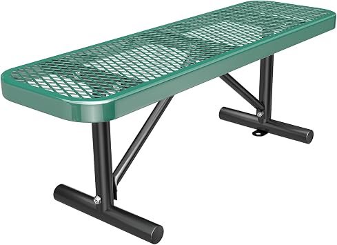 Heavy Duty Outdoor Metal Garden Park Bench, Steel Picnic Bench, Metal Mesh Outdoor Bench Porch Chair for Garden, Lawn, Patio, Porch, Park, Yard, Patio Green, 4FT