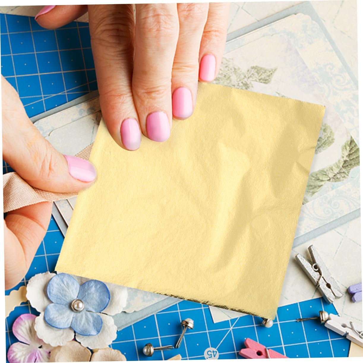 DOITOOL 200 Sheets of Imitation Gold Foil Flakes for Crafting Decorative Art Foil Sheets Gilding Supplies for DIY Projects and Home Decor