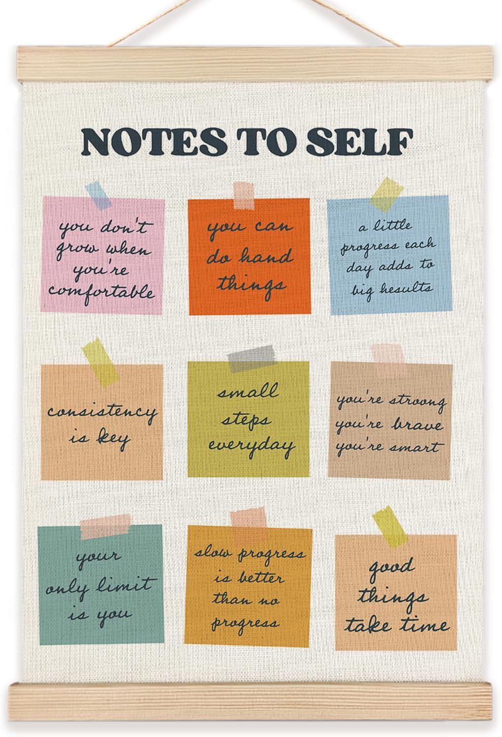 LZYRF Inspirational Wall Art Poster Framed, Notes to Self Motivational Quote Positive Affirmation Canvas Prints Wall Decor for Home Bedroom Living Room Classroom, 12×16 Inch