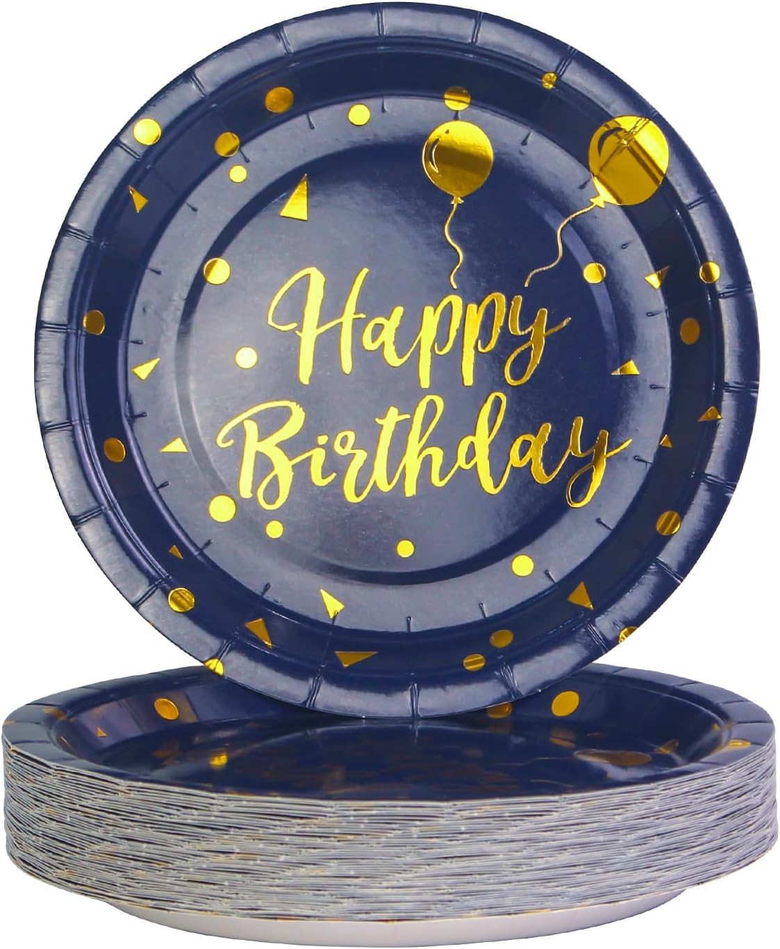 50 Stück Schwarze Pappteller Mit Goldfolie – 23 Cm Einwegteller Für Geburtstag, Hochzeit & Party