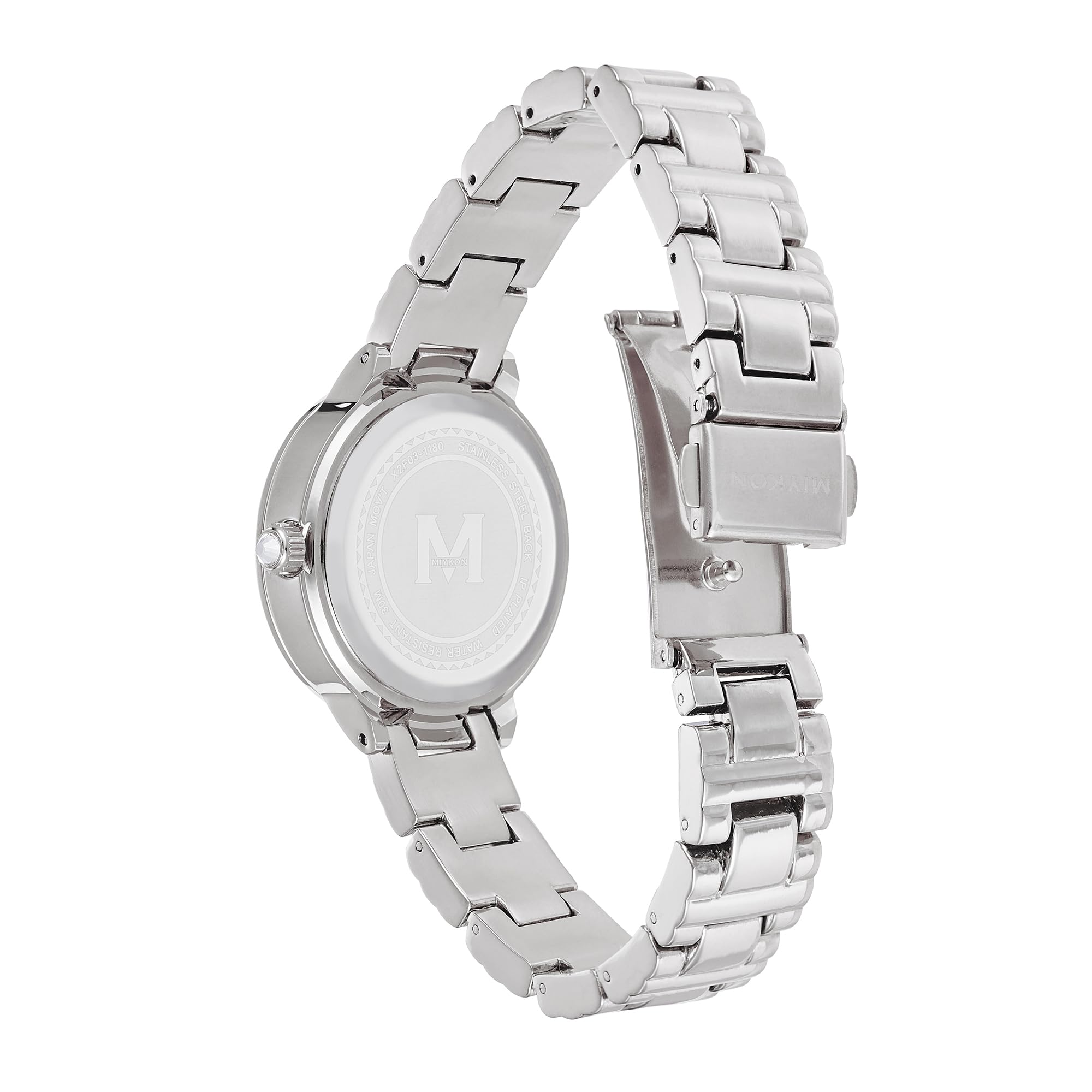 Miykon Silber- und Gold-Uhren für Damen, kleine zierliche Damenuhr mit echten Kristallen, ionenpoliertes Damen-Schmuckarmband, kratzfestes Glas, japanisches Quarz, 30,5 m wasserdicht