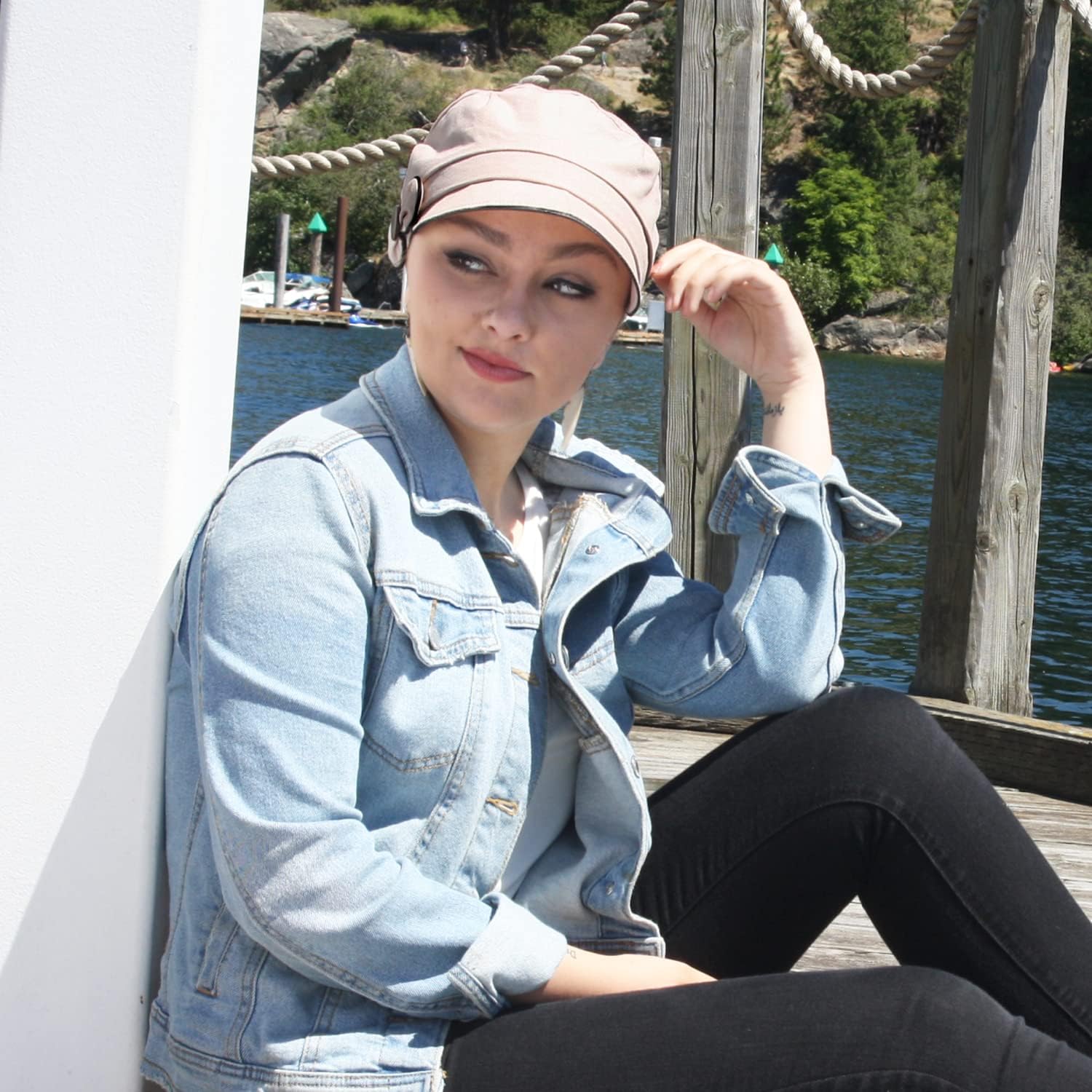 Hats Scarves & More Chemo Cap Women Newsboy Hat Summer 50+ Sun Protection Barcelona - Image 4