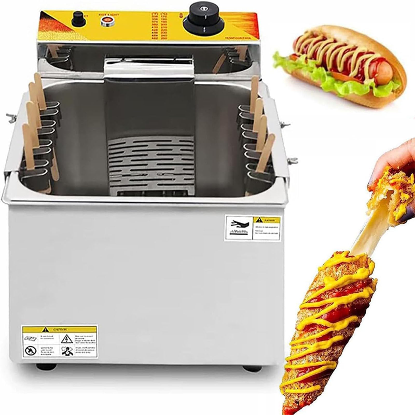 ylpddmm 12L Commercial Electric Frye,Cheese Hot Dogs Sticks frying machine