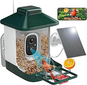 1 Year AI Smart Bird Feeder with Camera, AI Identify Bi rd Species Solar Powered,1080p Live Video Bird Feeder Camera, 2.4Ghz WiFi,Nstant Arrival Alerts - Best Gifts for Bi rd Lover asin的图片
