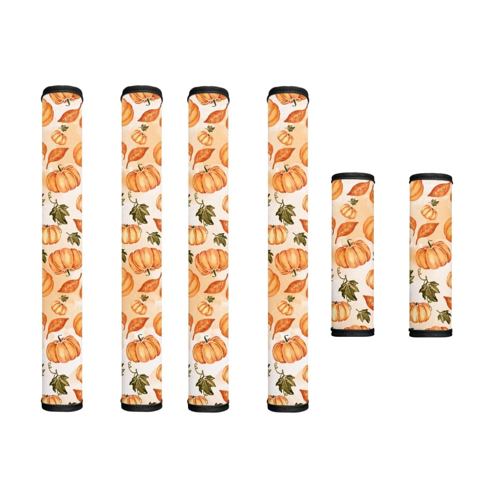 Refrigerator Door Handle Covers Set of 6 Kitchen Electrical Appliance Decor Handles Keep Clean Anti-Slip Refrigerator Accessories Home Decor, Pumpkin Leaves Autumn Thanksgiving Orange
