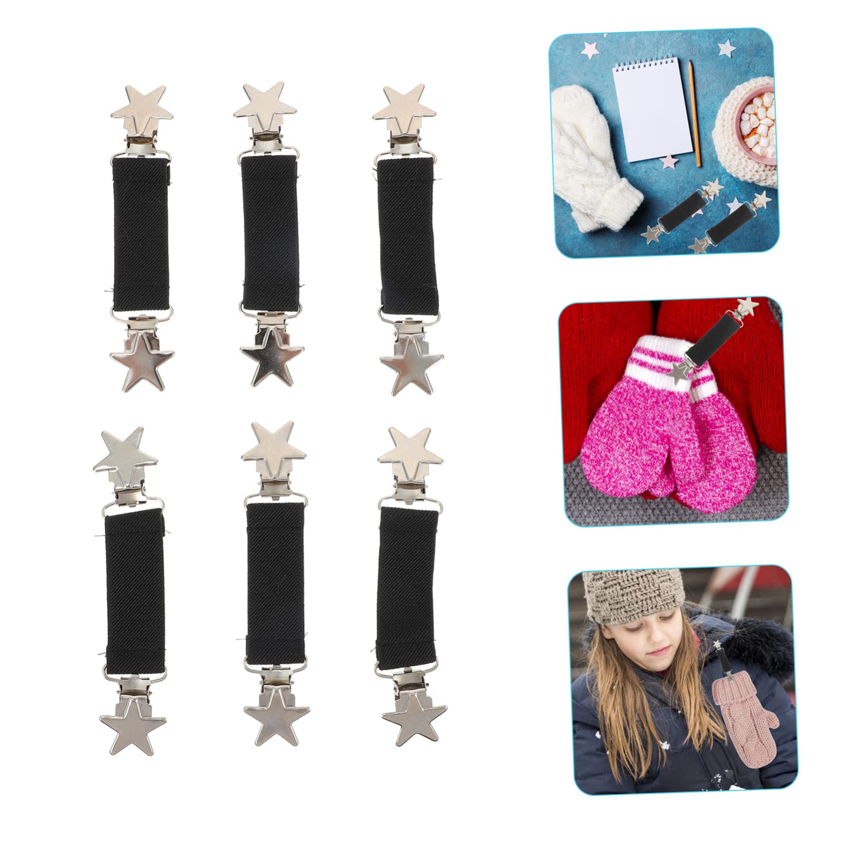 Handschuhclip Babyhandschuhe Mütze Fäustlinge Handwärmer Artikel Liner Fingerlos Elastischer Handschuhfänger Für Elastische Black Elastisches Gurtband 6st