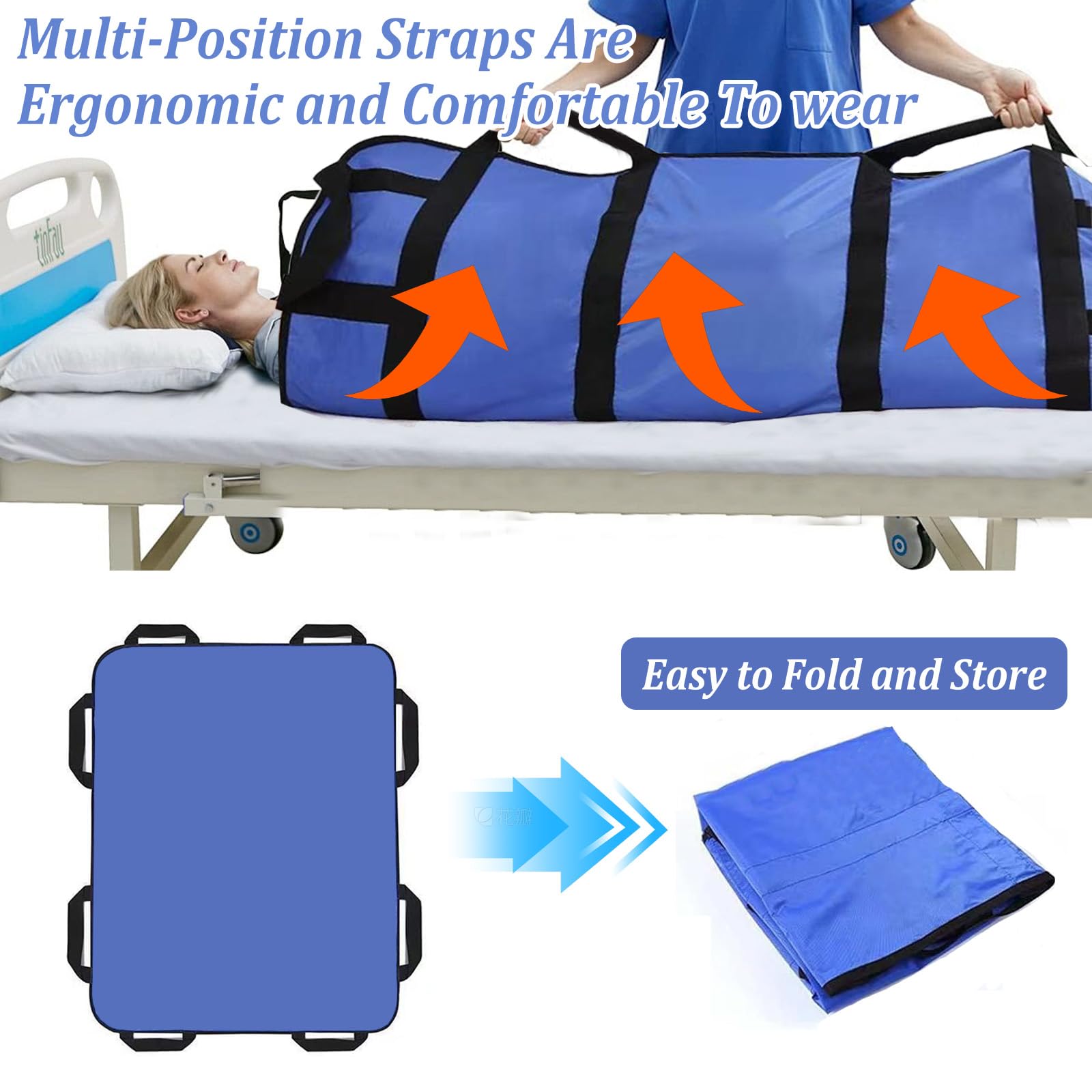 Almohadilla de Cama de Posicionamiento para Pacientes, Sábana de Traslado con Asas, Oxford Tabla de Transferencia de Pacientes para Ancianos y Discapacitados