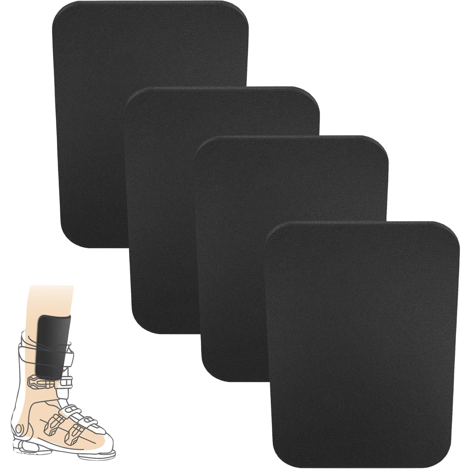 Protector de Tibias para Esquí, 4 Piezas Protector de Piernas Recortable, Espinilleras Esqui Engrosadas para Deportes de Invierno, Entusiastas del Esqui, Atletas